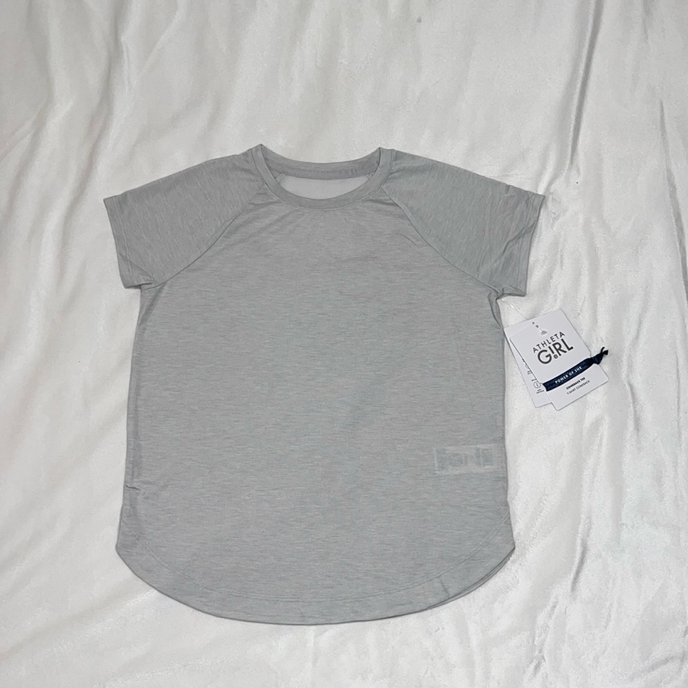NWT- Athleta Girl Comeback Tee, light gray, A17